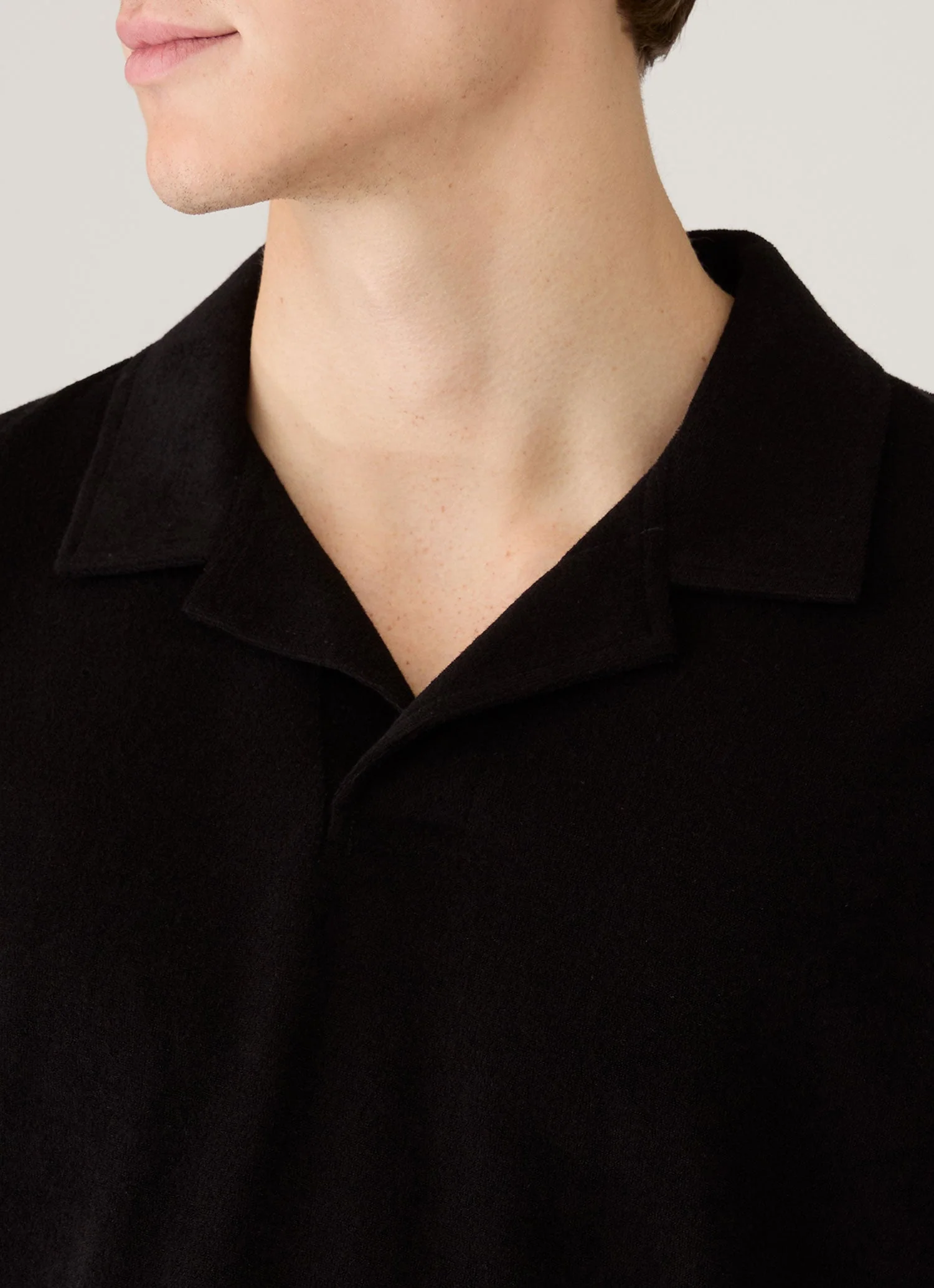 Men's Towelling Polo Shirt in Black - Image 6