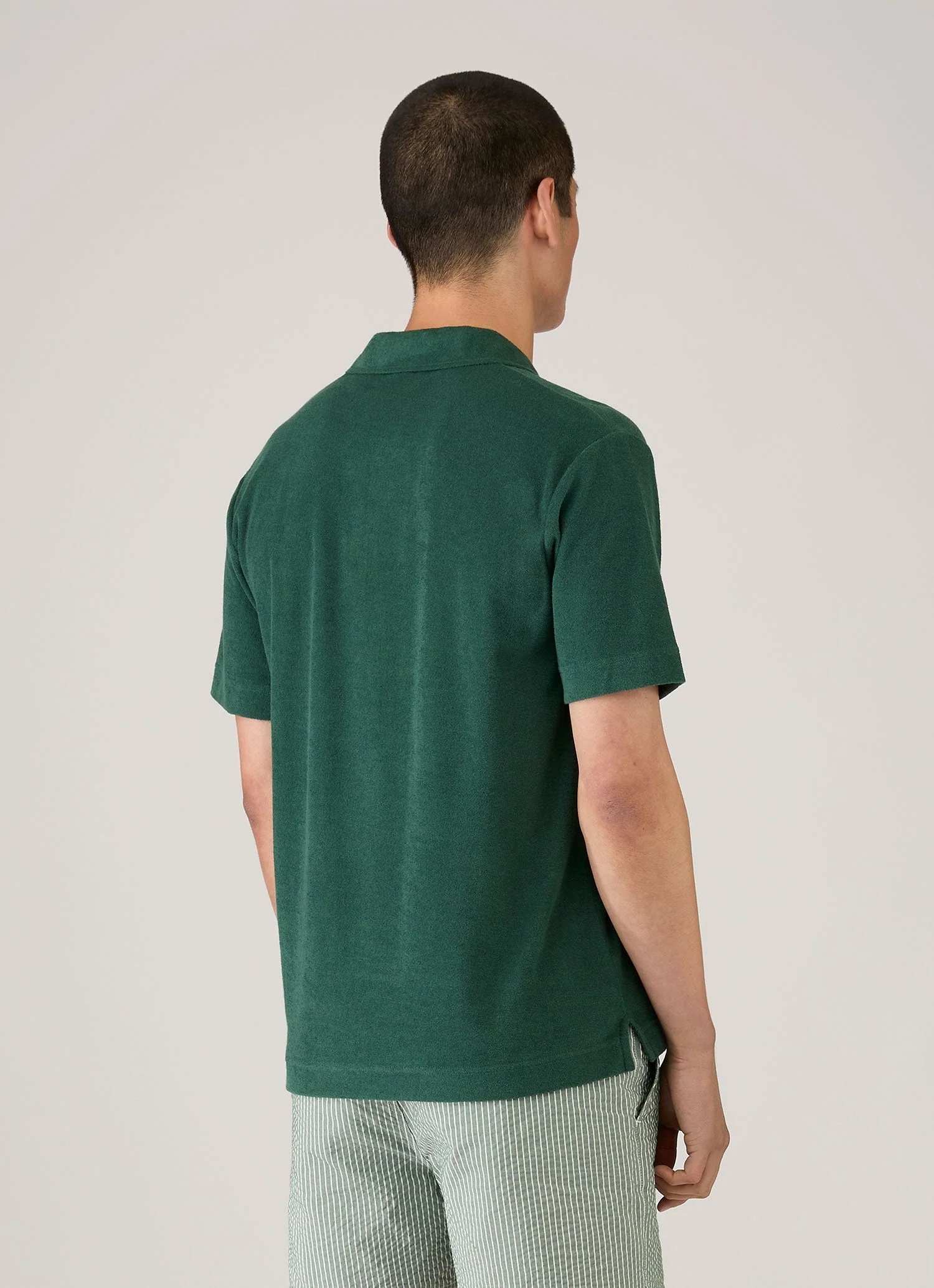 Men's Towelling Polo Shirt in Forest - Image 5