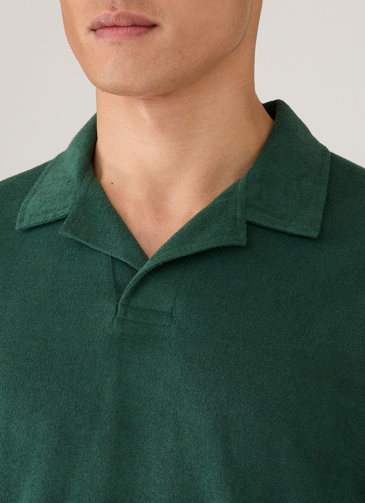 Men's Towelling Polo Shirt in Forest - Image 6