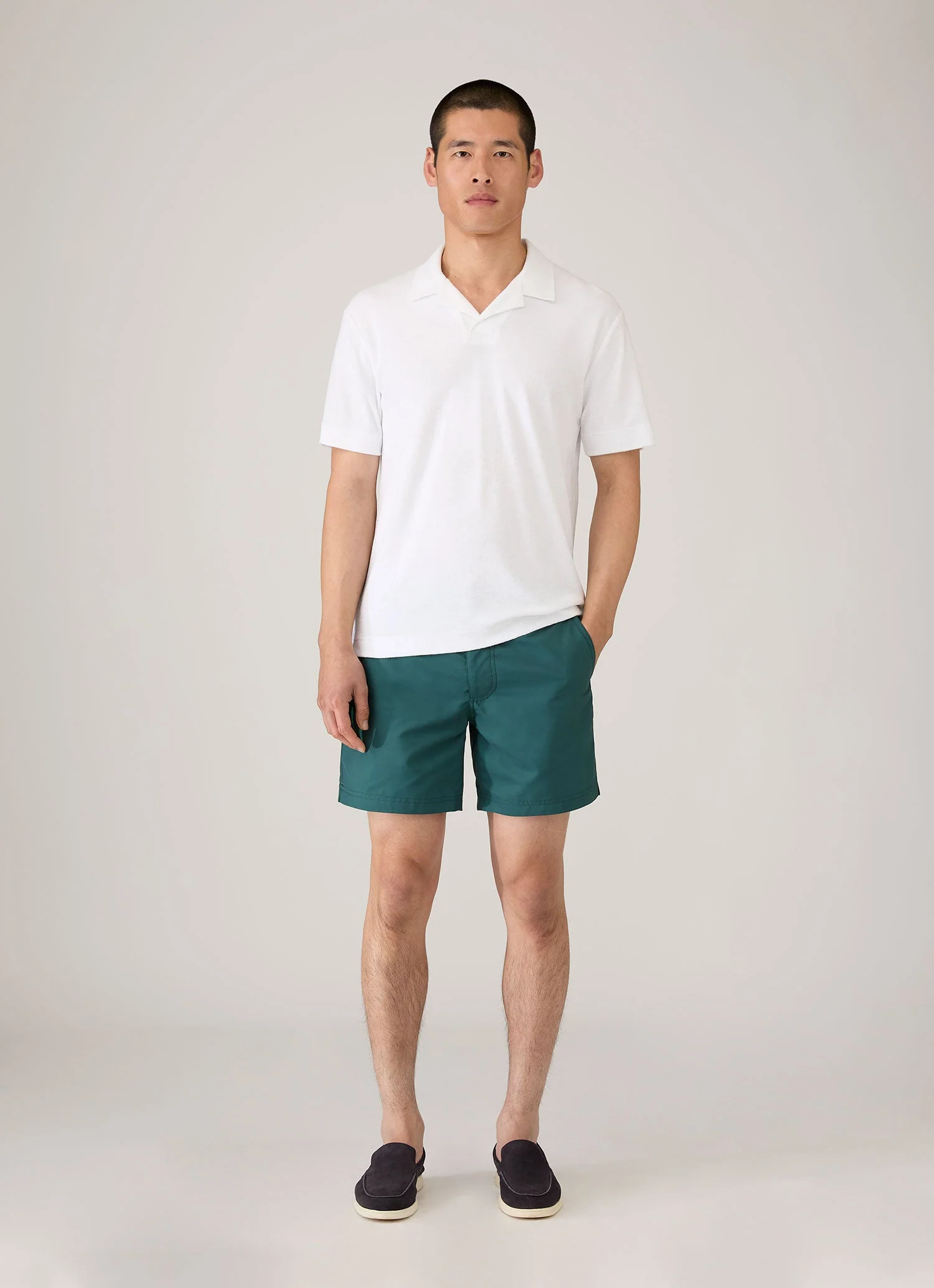 Men's Towelling Polo Shirt in White - Image 3