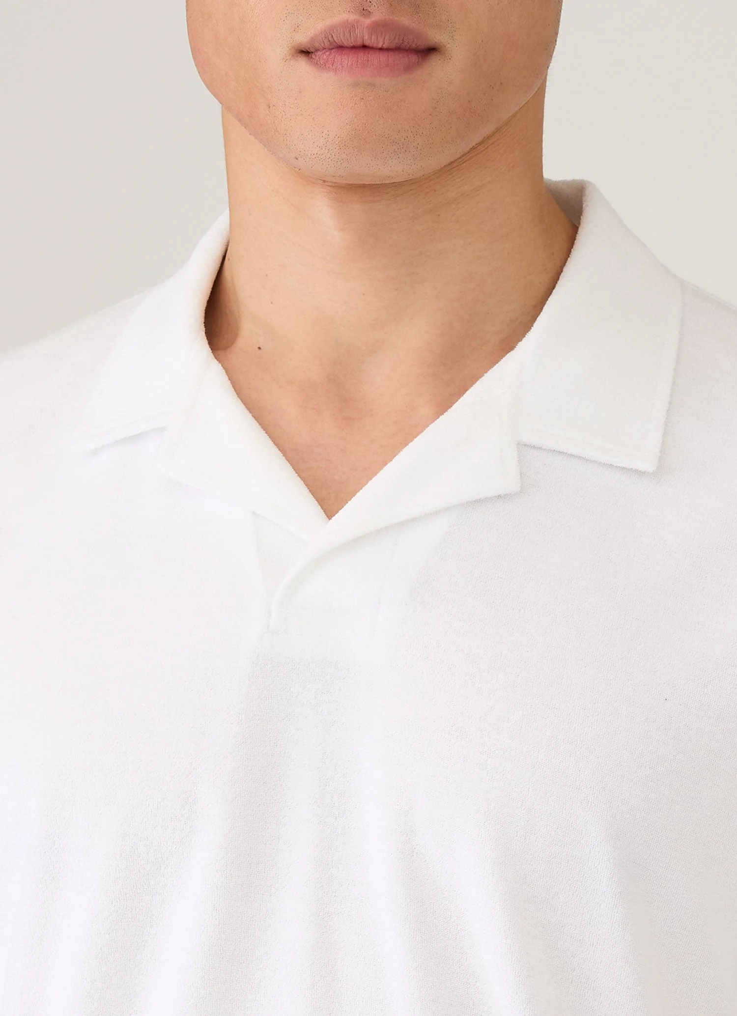 Men's Towelling Polo Shirt in White - Image 6