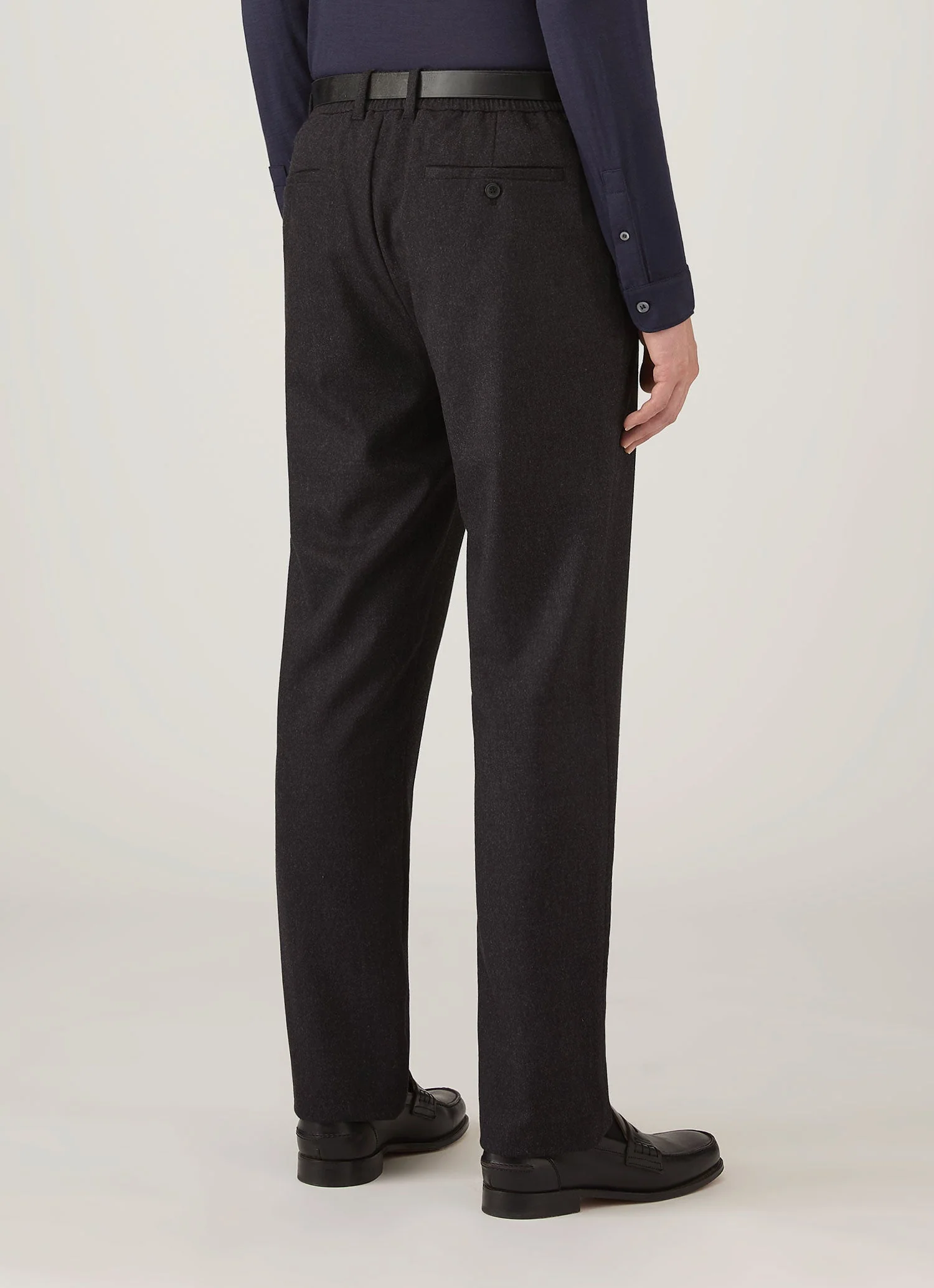 Men's Wool Cashmere Flannel Trouser in Charcoal Melange - Image 5