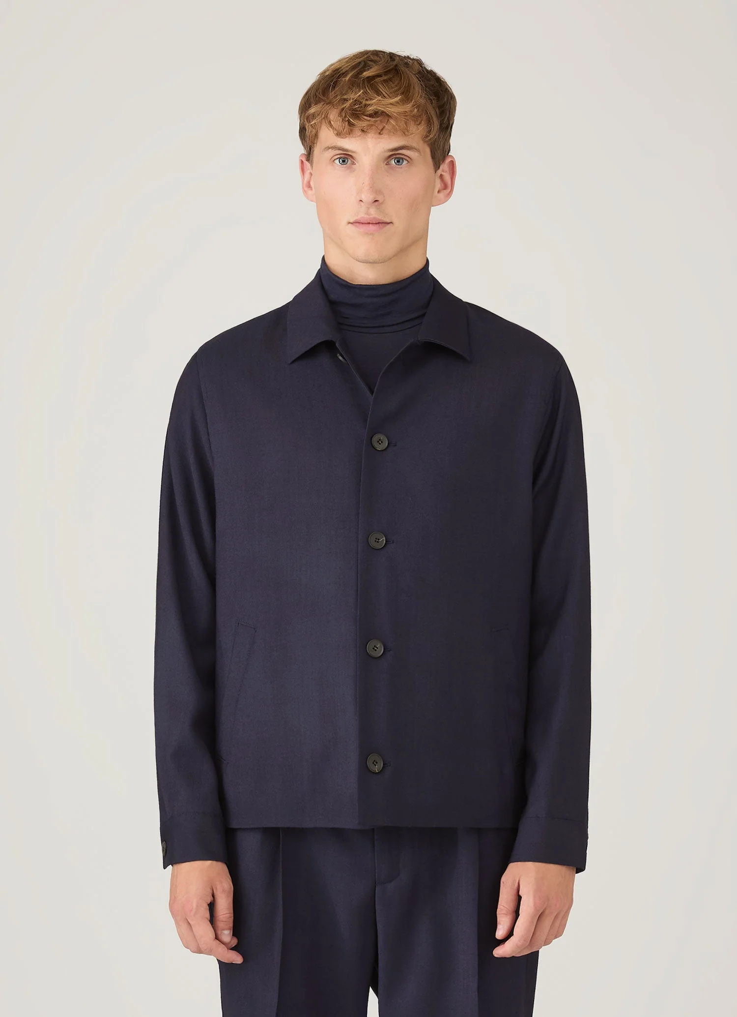Men's Wool Twill Jacket in Navy - Image 2